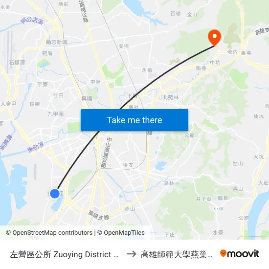 左營區公所 Zuoying District Office to 高雄師範大學燕巢校區 map