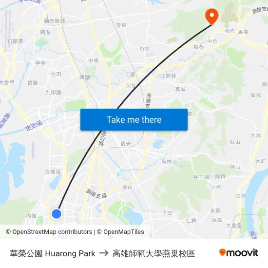 華榮公園 Huarong Park to 高雄師範大學燕巢校區 map