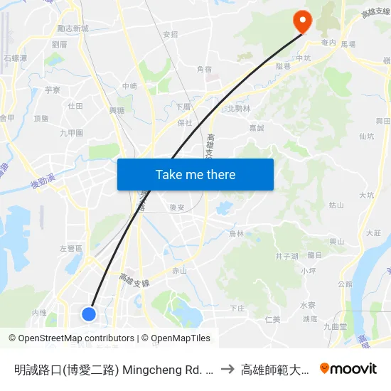 明誠路口(博愛二路) Mingcheng Rd. Intersection(Boai 2nd Rd.) to 高雄師範大學燕巢校區 map