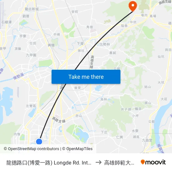 龍德路口(博愛一路) Longde Rd. Intersection(Boai 1st Rd.) to 高雄師範大學燕巢校區 map