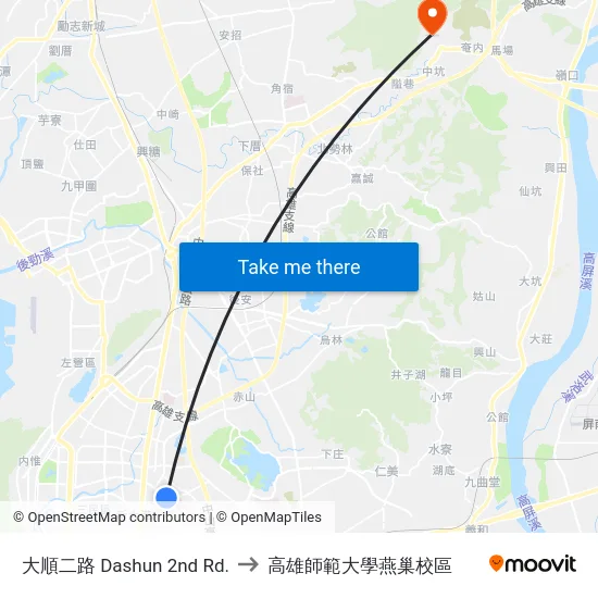 大順二路 Dashun 2nd Rd. to 高雄師範大學燕巢校區 map