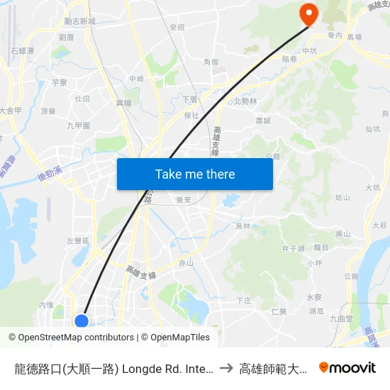 龍德路口(大順一路) Longde Rd. Intersection(Dashun 1st Rd.) to 高雄師範大學燕巢校區 map