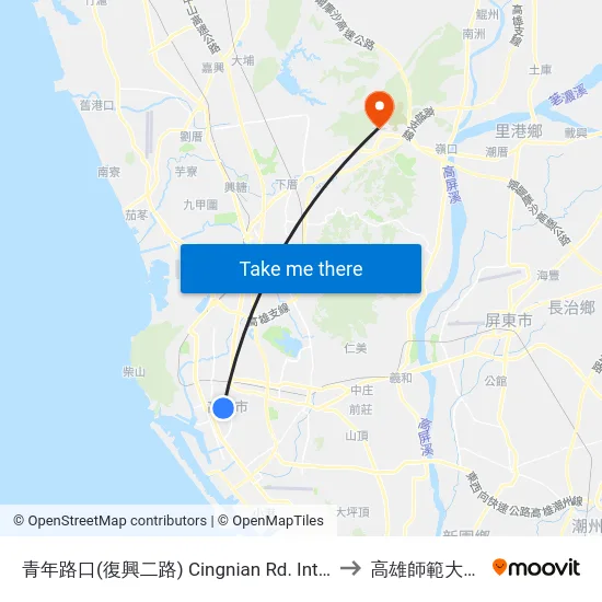 青年路口(復興二路) Cingnian Rd. Intersection(Fusing 2nd Rd.) to 高雄師範大學燕巢校區 map