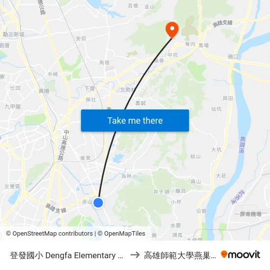登發國小 Dengfa Elementary School to 高雄師範大學燕巢校區 map