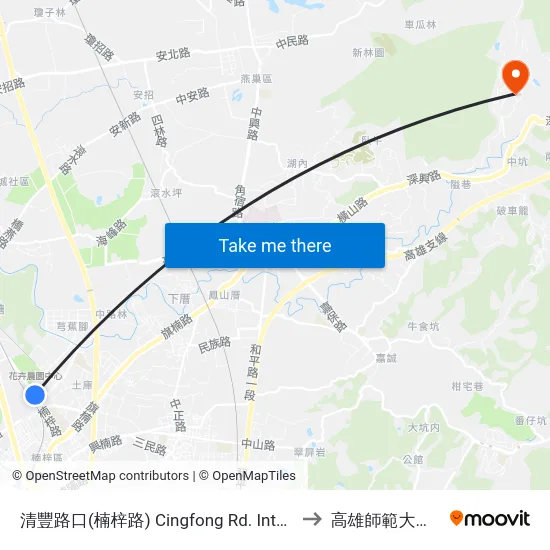 清豐路口(楠梓路) Cingfong Rd. Intersection(Nanzih Rd.) to 高雄師範大學燕巢校區 map
