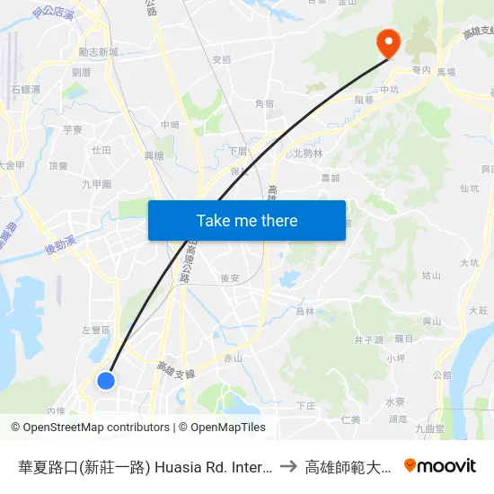 華夏路口(新莊一路) Huasia Rd. Intersection(Sinjhuang 1st Rd.) to 高雄師範大學燕巢校區 map