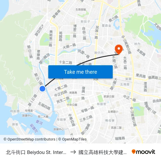 北斗街口 Beiydou St. Intersection to 國立高雄科技大學建工校區 map