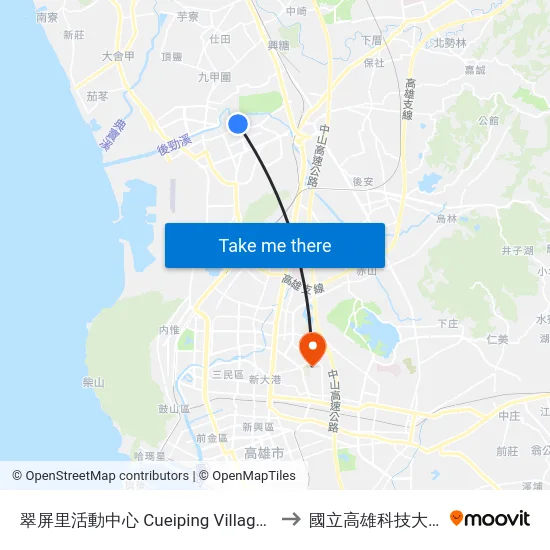 翠屏里活動中心 Cueiping Village Community Center to 國立高雄科技大學建工校區 map