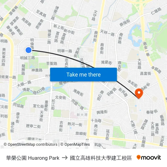 華榮公園 Huarong Park to 國立高雄科技大學建工校區 map