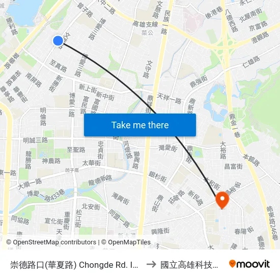 崇德路口(華夏路) Chongde Rd. Intersection(Huasia Rd.) to 國立高雄科技大學建工校區 map