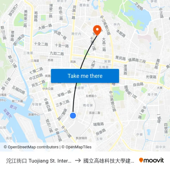 沱江街口 Tuojiang St. Intersection to 國立高雄科技大學建工校區 map