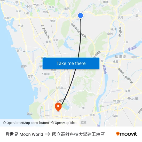 月世界 Moon World to 國立高雄科技大學建工校區 map