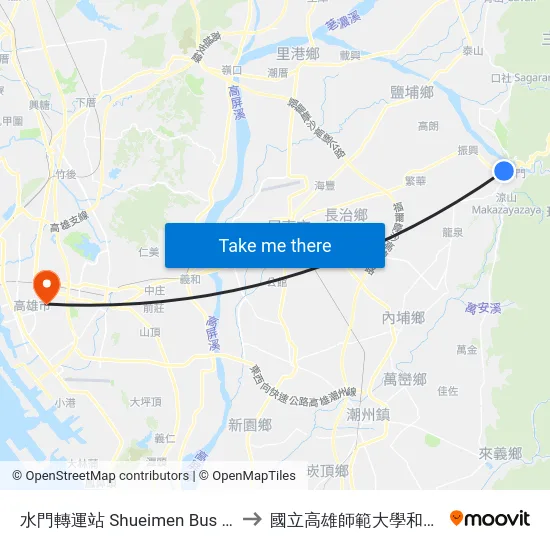 水門轉運站 Shueimen Bus Station to 國立高雄師範大學和平校區 map