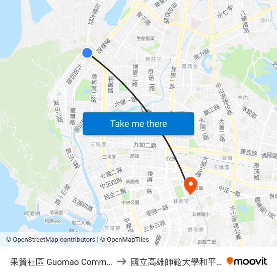 果貿社區 Guomao Community to 國立高雄師範大學和平校區 map