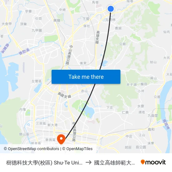 樹德科技大學(校區) Shu-Te University(Campus) to 國立高雄師範大學和平校區 map