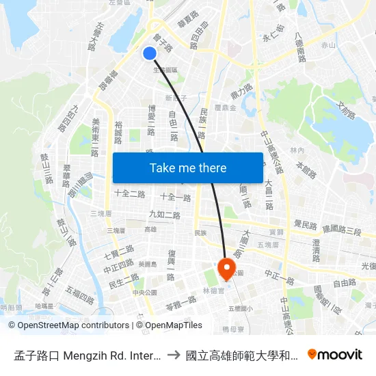 孟子路口 Mengzih Rd. Intersection to 國立高雄師範大學和平校區 map