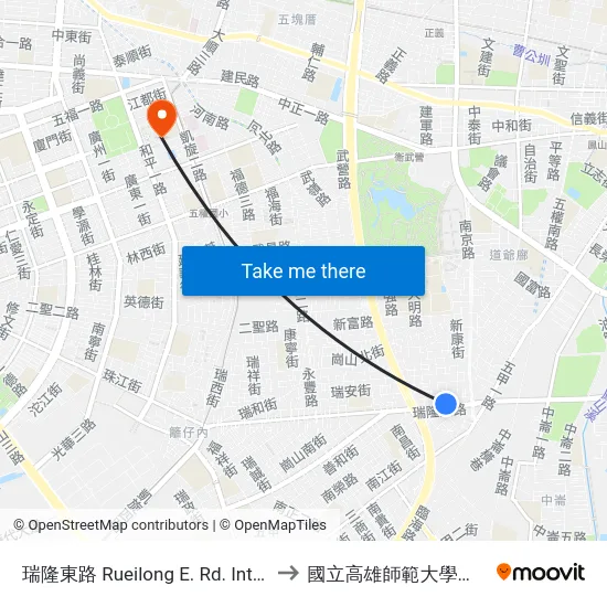 瑞隆東路 Rueilong E. Rd. Intersection to 國立高雄師範大學和平校區 map