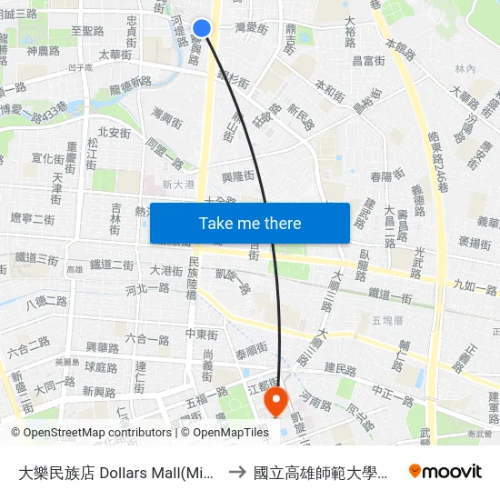 大樂民族店 Dollars Mall(Minzu Store) to 國立高雄師範大學和平校區 map