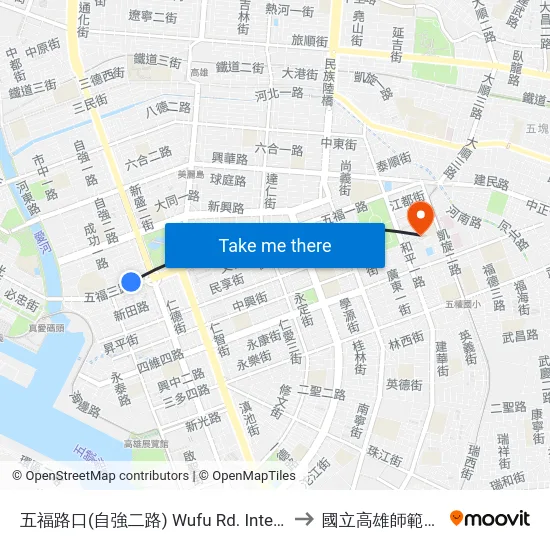 五福路口(自強二路) Wufu Rd. Intersection(Zihciang 2nd Rd.) to 國立高雄師範大學和平校區 map