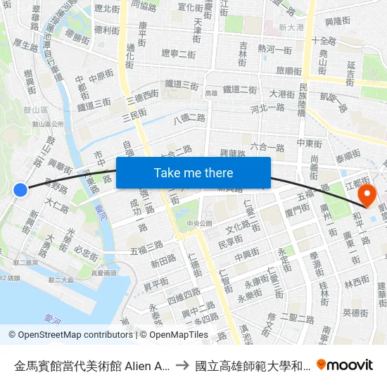 金馬賓館當代美術館 Alien Art Centre to 國立高雄師範大學和平校區 map