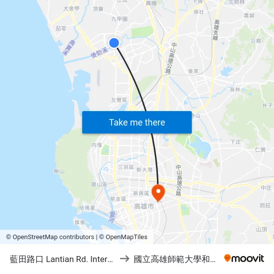 藍田路口 Lantian Rd. Intersection to 國立高雄師範大學和平校區 map