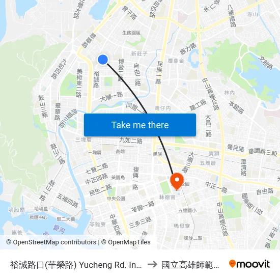 裕誠路口(華榮路) Yucheng Rd. Intersection(Huarong Rd.) to 國立高雄師範大學和平校區 map