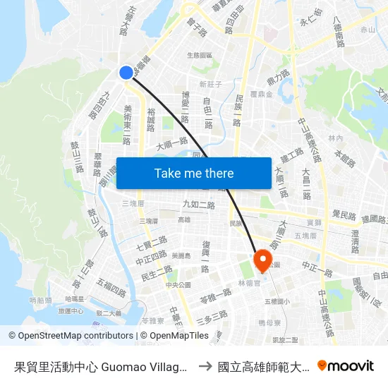 果貿里活動中心 Guomao Village Community Center to 國立高雄師範大學和平校區 map