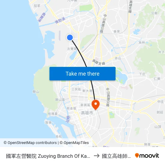 國軍左營醫院 Zuoying Military Hospital to 國立高雄師範大學和平校區 map