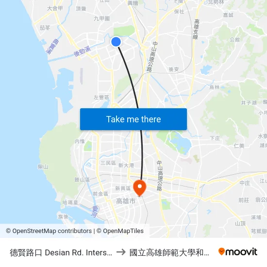德賢路口 Desian Rd. Intersection to 國立高雄師範大學和平校區 map