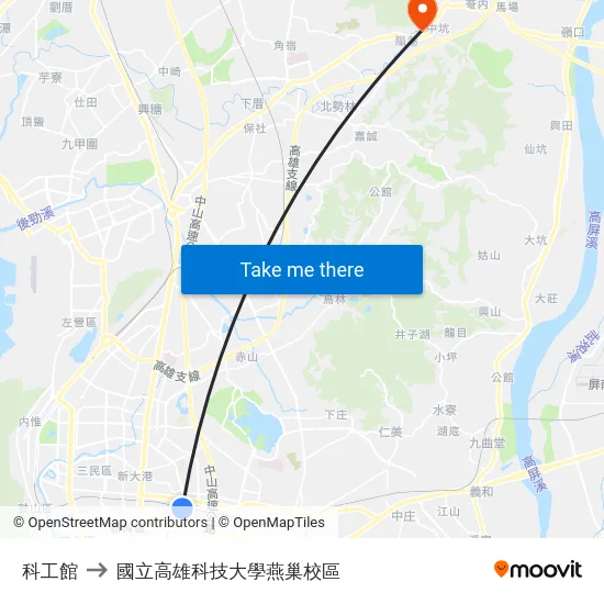 科工館 to 國立高雄科技大學燕巢校區 map