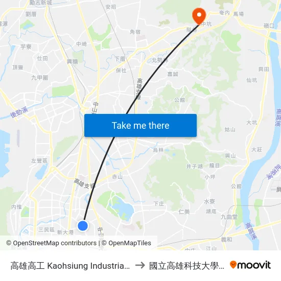 高雄高工 Kaohsiung Industrial High School to 國立高雄科技大學燕巢校區 map
