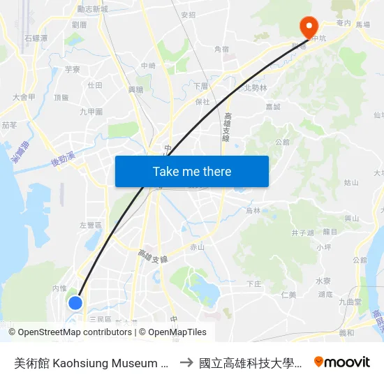 美術館 Kaohsiung Museum Of Fine Arts to 國立高雄科技大學燕巢校區 map