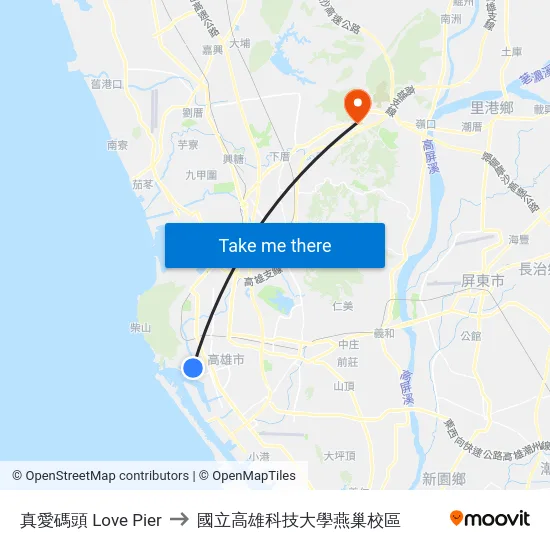 真愛碼頭 Love Pier to 國立高雄科技大學燕巢校區 map