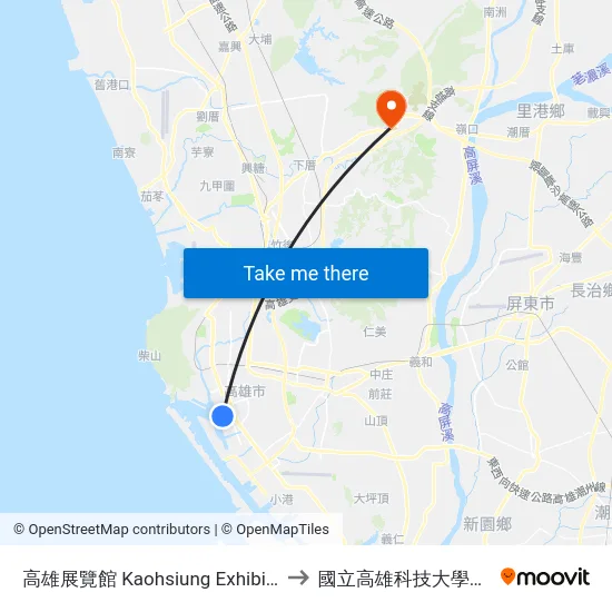 高雄展覽館 Kaohsiung Exhibition Center to 國立高雄科技大學燕巢校區 map
