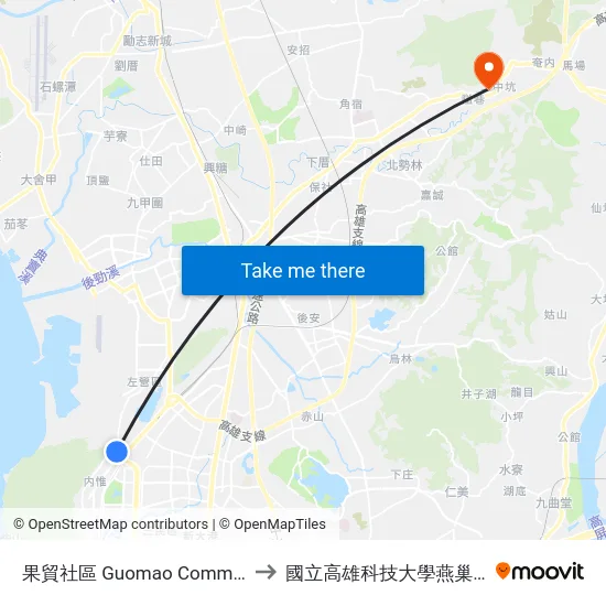 果貿社區 Guomao Community to 國立高雄科技大學燕巢校區 map