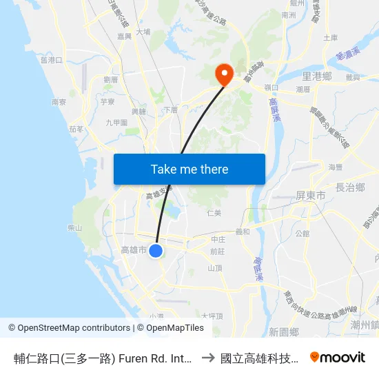 輔仁路口(三多一路) Furen Rd. Intersection(Sanduo 1st Rd.) to 國立高雄科技大學燕巢校區 map