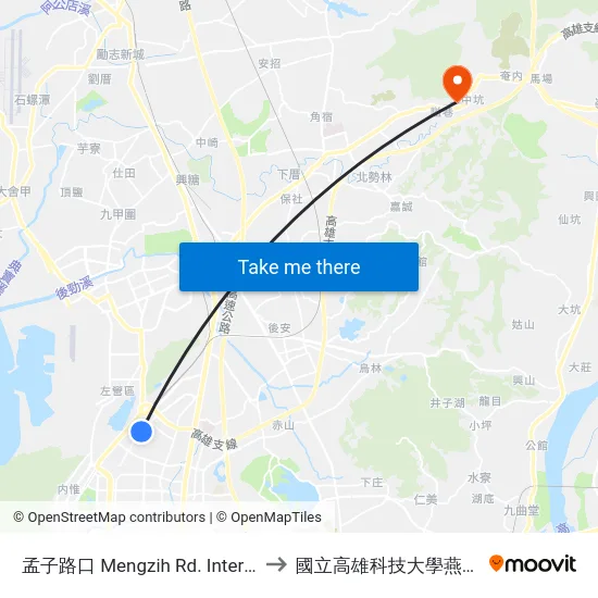 孟子路口 Mengzih Rd. Intersection to 國立高雄科技大學燕巢校區 map