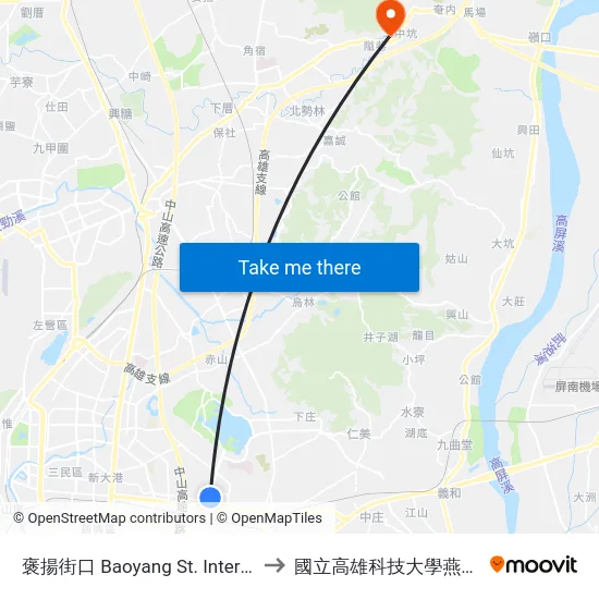 褒揚街口 Baoyang St. Intersection to 國立高雄科技大學燕巢校區 map