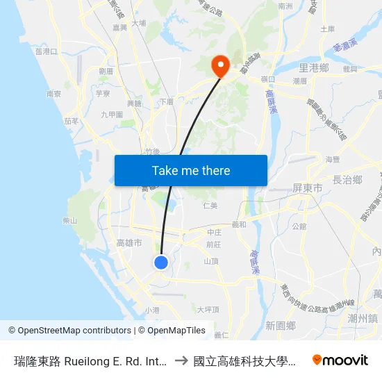瑞隆東路 Rueilong E. Rd. Intersection to 國立高雄科技大學燕巢校區 map