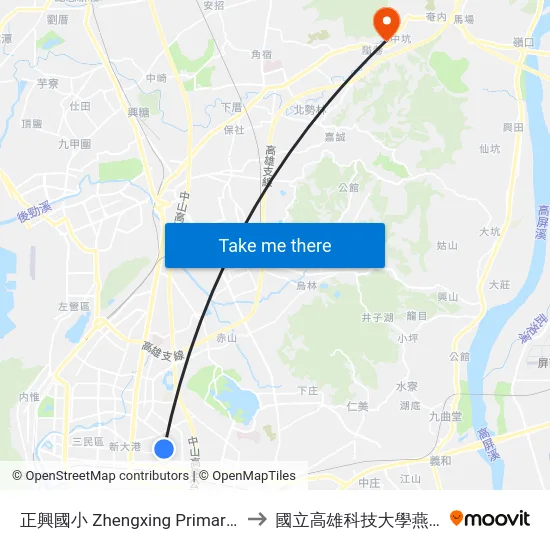 正興國小 Zhengxing Primary School to 國立高雄科技大學燕巢校區 map