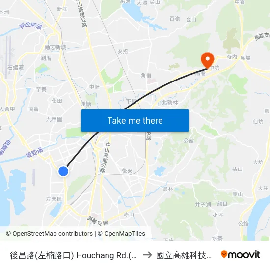 後昌路(左楠路口) Houchang Rd.(Zuonan Rd. Intersection) to 國立高雄科技大學燕巢校區 map