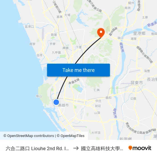 六合二路口 Liouhe 2nd Rd. Intersection to 國立高雄科技大學燕巢校區 map