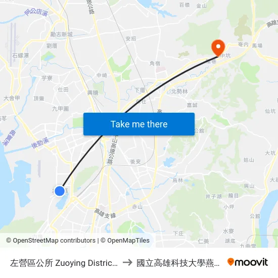 左營區公所 Zuoying District Office to 國立高雄科技大學燕巢校區 map