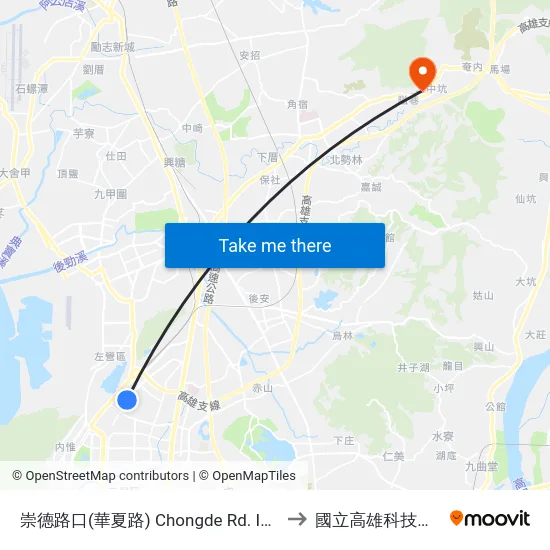 崇德路口(華夏路) Chongde Rd. Intersection(Huasia Rd.) to 國立高雄科技大學燕巢校區 map