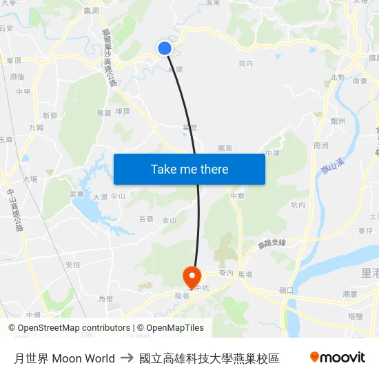 月世界 Moon World to 國立高雄科技大學燕巢校區 map