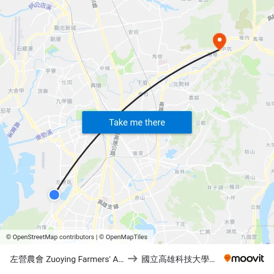 左營農會 Zuoying Farmers' Association to 國立高雄科技大學燕巢校區 map