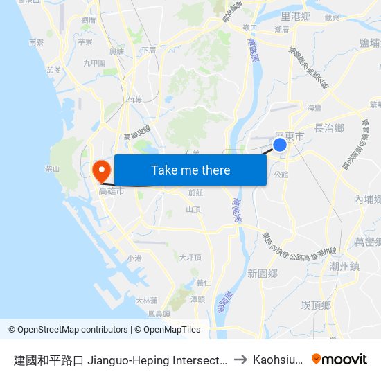 建國和平路口 Jianguo-Heping Intersection to Kaohsiung map