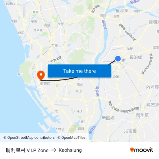 勝利星村 V.I.P Zone to Kaohsiung map