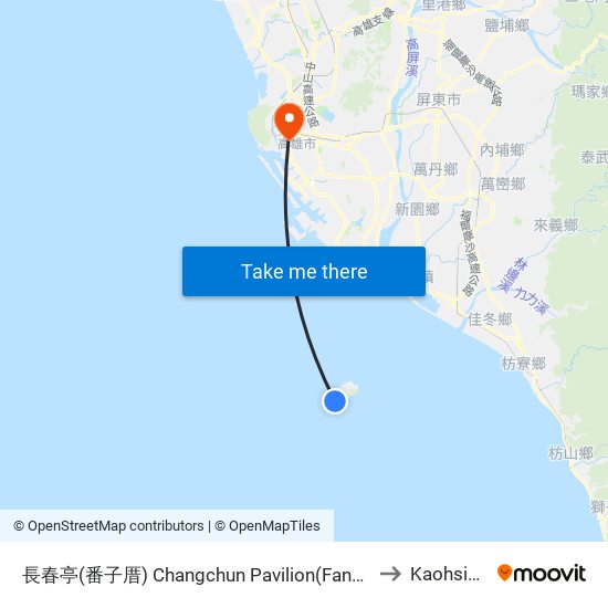 長春亭(番子厝) Changchun Pavilion(Fanzihcuo) to Kaohsiung map