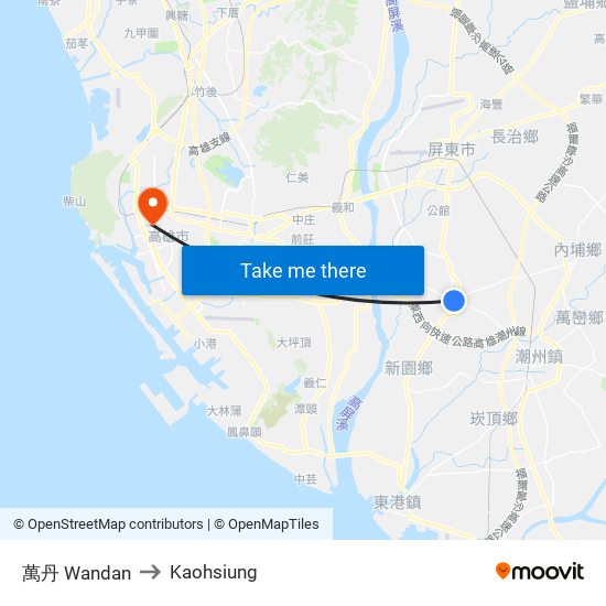 萬丹 Wandan to Kaohsiung map